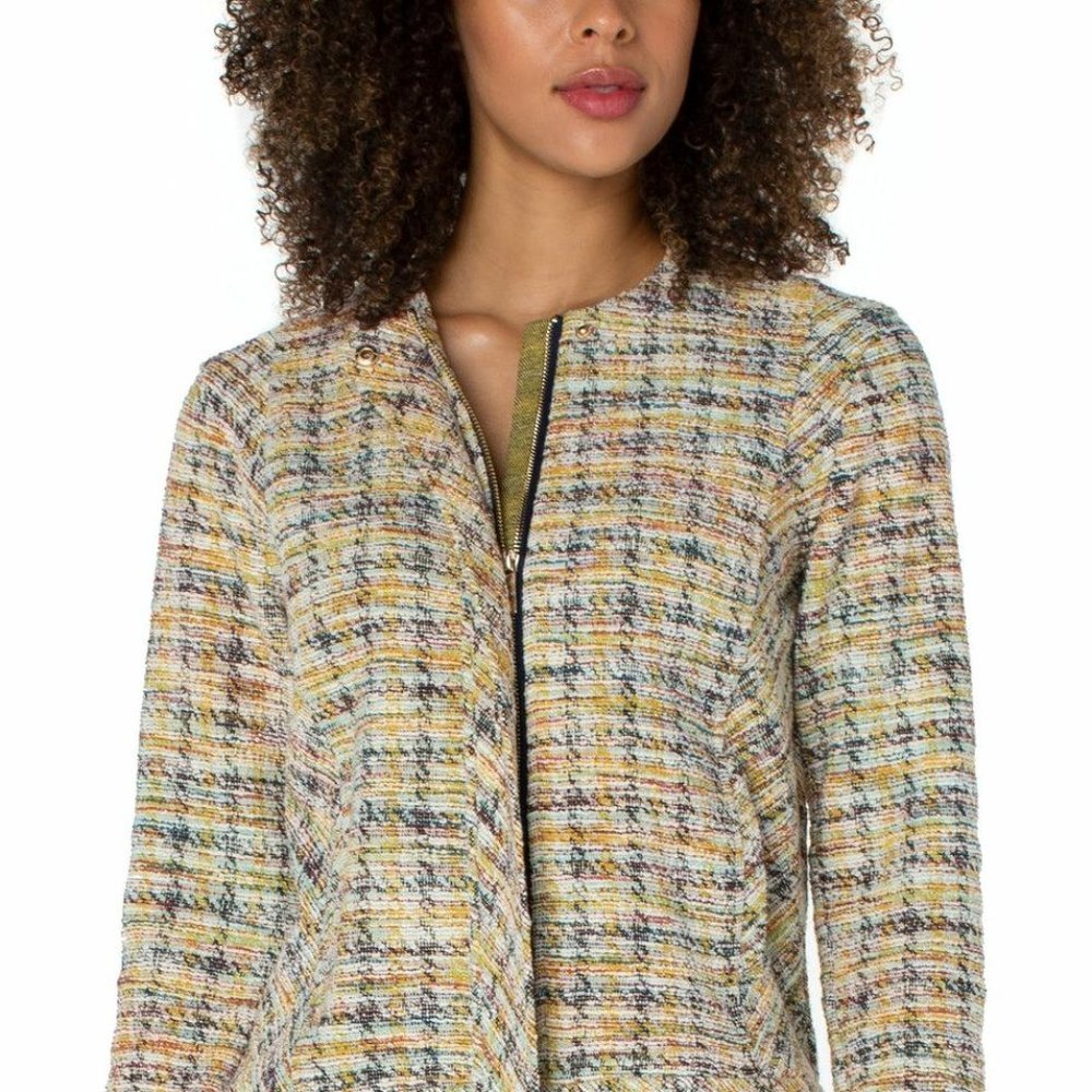 Liverpool los Angeles Collarless Zip Up Jacket Mustard Multi Plaid - Picture 2 of 15
